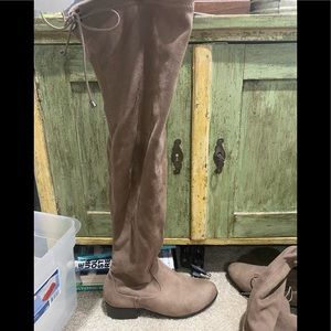 Taupe over the knee boots